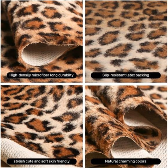 Leopard Rug Cheetah Print Rug Area Carpet Cute Western Decor Animal Skin Rugs - Picture 3 of 7